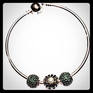 Authentic Pandora Bangle Bracelet with Charms